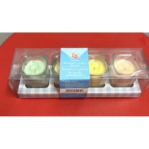 NEW‎ Hallmark Set of 4 Vanilla Scented Candles - Square Votive Jars Gift Set